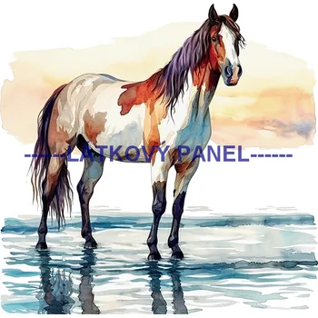 Látkový panel - Kůň - KON - 133 Velikost: 15x15cm, Materiál: Kočárkovina