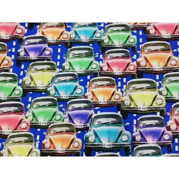 Funkční úplet bavlněný šíře 160cm - auta brouci (50cm)