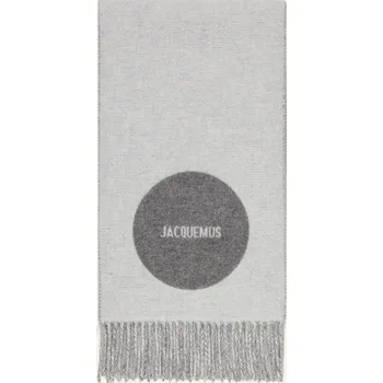 Šála Jacquemus Šála Le Charpe Rond Carre, světle šedá / šedá