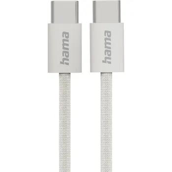 Datový kabel Hama USB-C 2.0 kabel Fabric, 1m, opletený, béžový