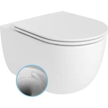 WC sada GLANZ závěsná WC mísa, Vortex Rimless, 36x52,5cm, bílá