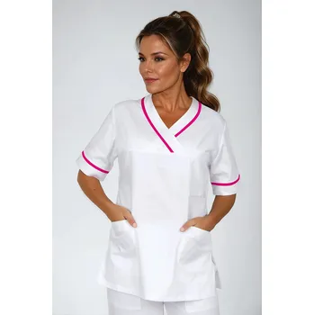 Zdravotnický oděv 2P SERVIS Halena dámská Julia-B Bílá/Růžová 4XL