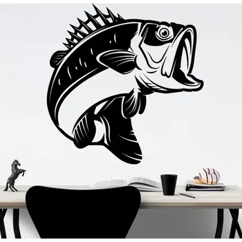 Samolepící dekorace Okoun trofej rybáře - vinylová samolepka na zeď 80x78cm