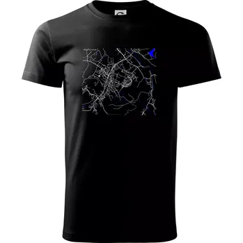 Pánské tričko Kopřivnice - Mapa s vodními toky - Triko extra velké (5-8XL) - 6XL ( Černá )