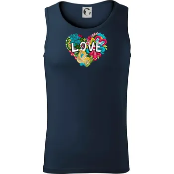 Love nápis květovaný - Tílko pánské Core - XL ( Námořní modrá (velmi tmavá - téměř černá) )