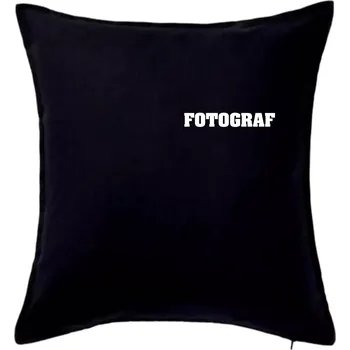 Polštář Novinář nápis - Fotograf - Polštář 50x50 - 50x50 - Pouze potah ( Černá )