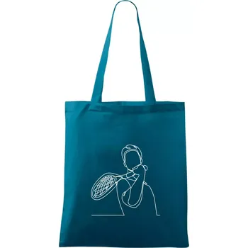 Nákupní taška Tenista jednim tahem - Taška bavlněná - 42 x 38 cm ( Petrolejová )