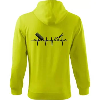 Pánská mikina EKG kadeřnictví - Mikina s kapucí na zip trendy zipper - XL ( Limetková )