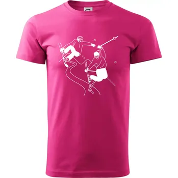 Lyžovaní - kresleny obrázek - Klasické pánské triko vyšší gramáže - S ( Purpurová )