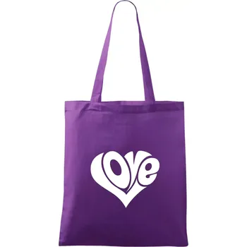 Love nápis jednoduchý - Taška bavlněná - 42 x 38 cm ( Fialová )