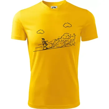 Kreslený lyžař na horách - Dětské triko sportovní (dresovina) - 158 cm/12 let ( Žlutá )