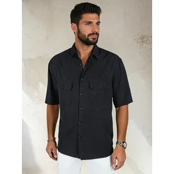Pánská košile Pánská košile s krátkým rukávem KX1080 Barva: Černá, Velikost: L