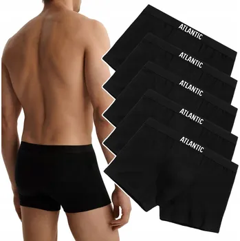 5x Pánské boxerky ATLANTIC bavlněné šortky 011 černé přiléhavé *L