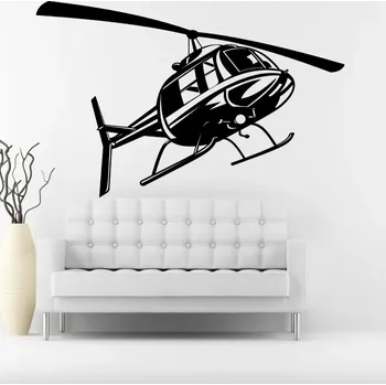 Samolepící dekorace Vrtulník helikoptéra - vinylová samolepka na zeď 80x51cm