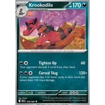 Karetní hra Pokémon BLK 059/086 Krookodile - Black Bolt Stav: Near Mint, Verze: POKÉBALL REVERSE HOLO