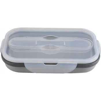 Svačinový box Skládací silikonový obědový box / nádoba na jídlo 800 ml - šedý