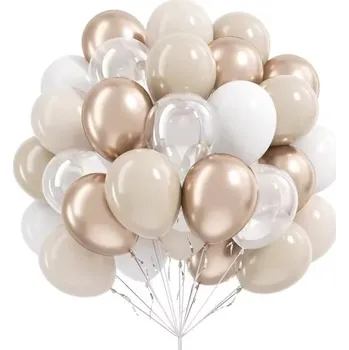 Balónek Balónky sada ŠAMPAŇSKÁ ZLATÁ ECRU PRŮHLEDNÁ dekorace narozeniny 30ks