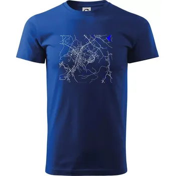 Pánské tričko Kopřivnice - Mapa s vodními toky - Triko extra velké (5-8XL) - 6XL ( Královská modrá )