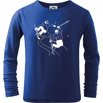 Chlapecké tričko Lyžovaní - kresleny obrázek - Triko dětské Long Sleeve - 158 cm/12 let ( Královská modrá )