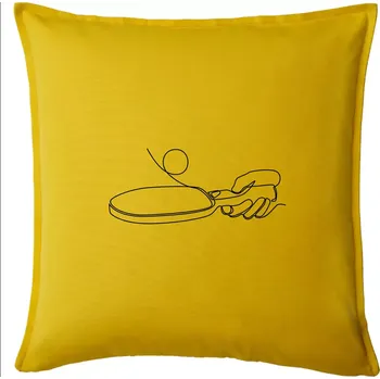 Polštář Stolní tenis jedním tahem - Polštář 50x50 - 50x50 - Pouze potah ( Žlutá )