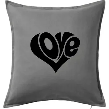 Polštář Love nápis jednoduchý - Polštář 50x50 - 50x50 - Včetně výplně ( Tmavě šedý melír )