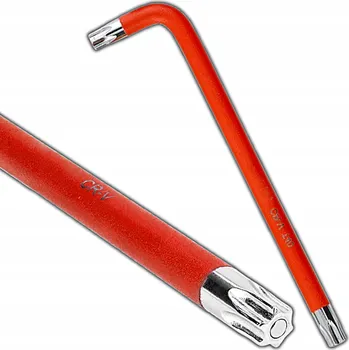 Klíč TORX klíč T40, dlouhý, červený, z CRV oceli, s OTVOR a magnetem, odolný