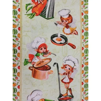 Bavlněná látka vafle šíře 50 cm - malé kuchařky (10cm)