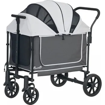 Kočárek pro psa Skládací kočárek pro velké psy do 30 kg | tmavě šedý