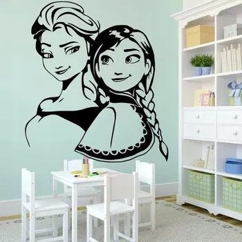 Samolepící dekorace Elza a Anna Frozen - vinylová samolepka na zeď 80x71cm