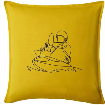 Polštář Kajak na vodě jedním tahem - Polštář 50x50 - 50x50 - Včetně výplně ( Žlutá )