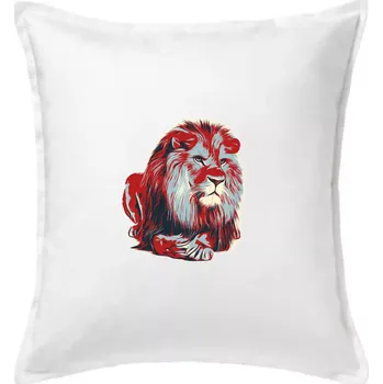 Polštář Lev vintage - Polštář 50x50 - 50x50 - Včetně výplně ( Bílá )