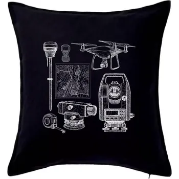 Polštář Geodet teodolit dron - Polštář 50x50 - 50x50 - Pouze potah ( Černá )