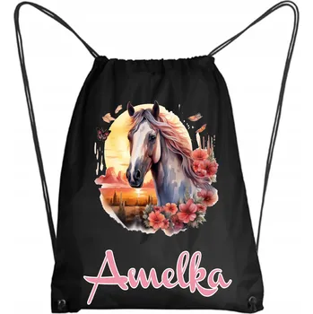 Školní batoh Školní Vak na Boty Batoh na Tělocvik do Školky s Koněm Kůň + JMÉNO 4