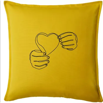 Polštář Ruka držící srdce jedním tahem - Polštář 50x50 - 50x50 - Pouze potah ( Žlutá )