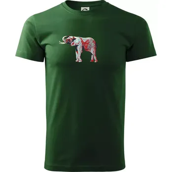 Pánské tričko Slon vintage - Triko extra velké (5-8XL) - 7XL ( Lahvově zelená )