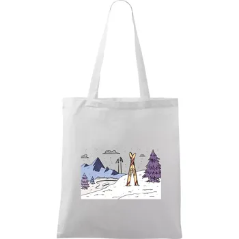 Panorama lyžování - Taška bavlněná - 42 x 38 cm ( Bílá )