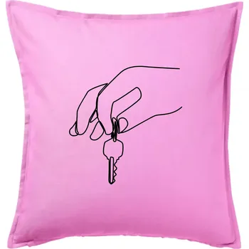 Polštář Klíče a ruka jedním tahem - Polštář 50x50 - 50x50 - Pouze potah ( Růžová )