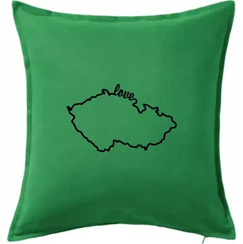 Polštář Czech love mapa - Polštář 50x50 - 50x50 - Pouze potah ( Středně zelená )