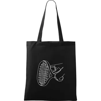 Nákupní taška Tenisová raketa jednim tahem - Taška bavlněná - 42 x 38 cm ( Černá )