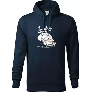 Pánská mikina Jezevčík - Já dřu, aby můj pes mohl relaxovat - Mikina pánská Cape s kapucí - 4XL ( Námořní modrá (téměř černá) )