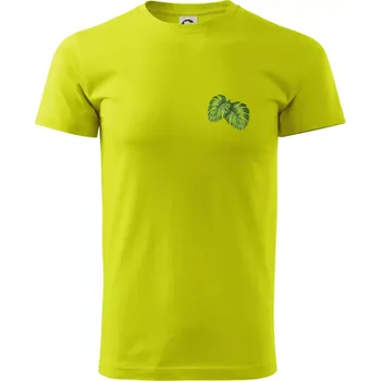 Monstera listy na prsu - Klasické pánské triko vyšší gramáže - S ( Limetková )