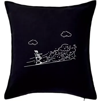 Polštář Kreslený lyžař na horách - Polštář 50x50 - 50x50 - Pouze potah ( Černá )