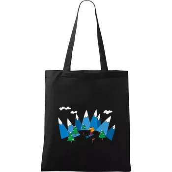 Lyžař a barevné hory - Taška bavlněná - 42 x 38 cm ( Černá )