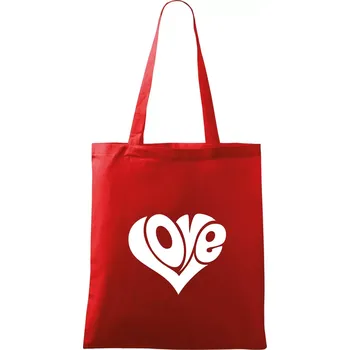 Nákupní taška Love nápis jednoduchý - Taška bavlněná - 42 x 38 cm ( Červená )