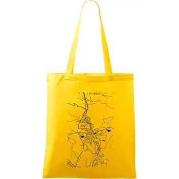 Vrchlabí - Mapa s vodními toky - Taška bavlněná - 42 x 38 cm ( Žlutá )