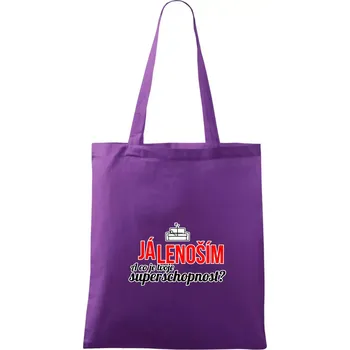 Já lenoším - tvoje superschopnost? rovný nápis - Taška bavlněná - 42 x 38 cm ( Fialová )