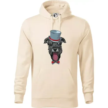 Pánská mikina Knírač v klobouku - Mikina pánská Cape s kapucí - L ( Mandlová )