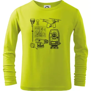 Dětská móda Geodet teodolit dron - Triko dětské Long Sleeve - 134 cm/8 let ( Limetková )
