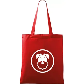 Nákupní taška Knírač v kolečku velký - Taška bavlněná - 42 x 38 cm ( Červená )
