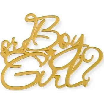 Jedlá dekorace na dort Dortisimo Plastová dekorace na okraj dortu zlatá Boy or Girl?